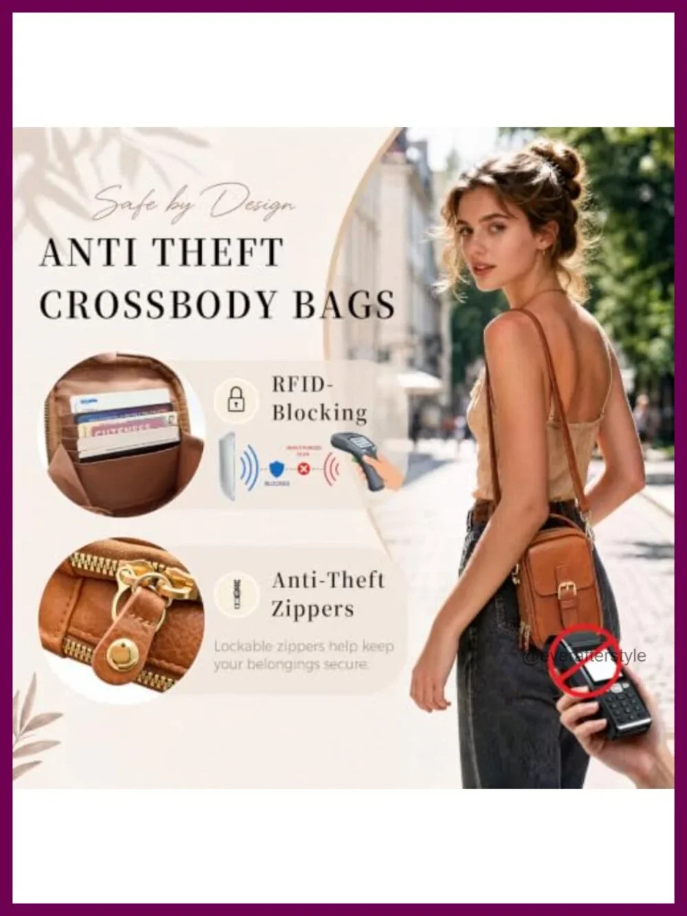 Crossbody Phone Purse with Touchscreen Window RFID Blocking Anti Theft PU